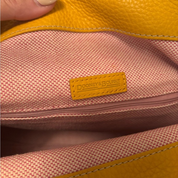 EUC COA Dooney & Bourke Yellow Leather Hobo Shoulder Bag - Picture 9 of 13
